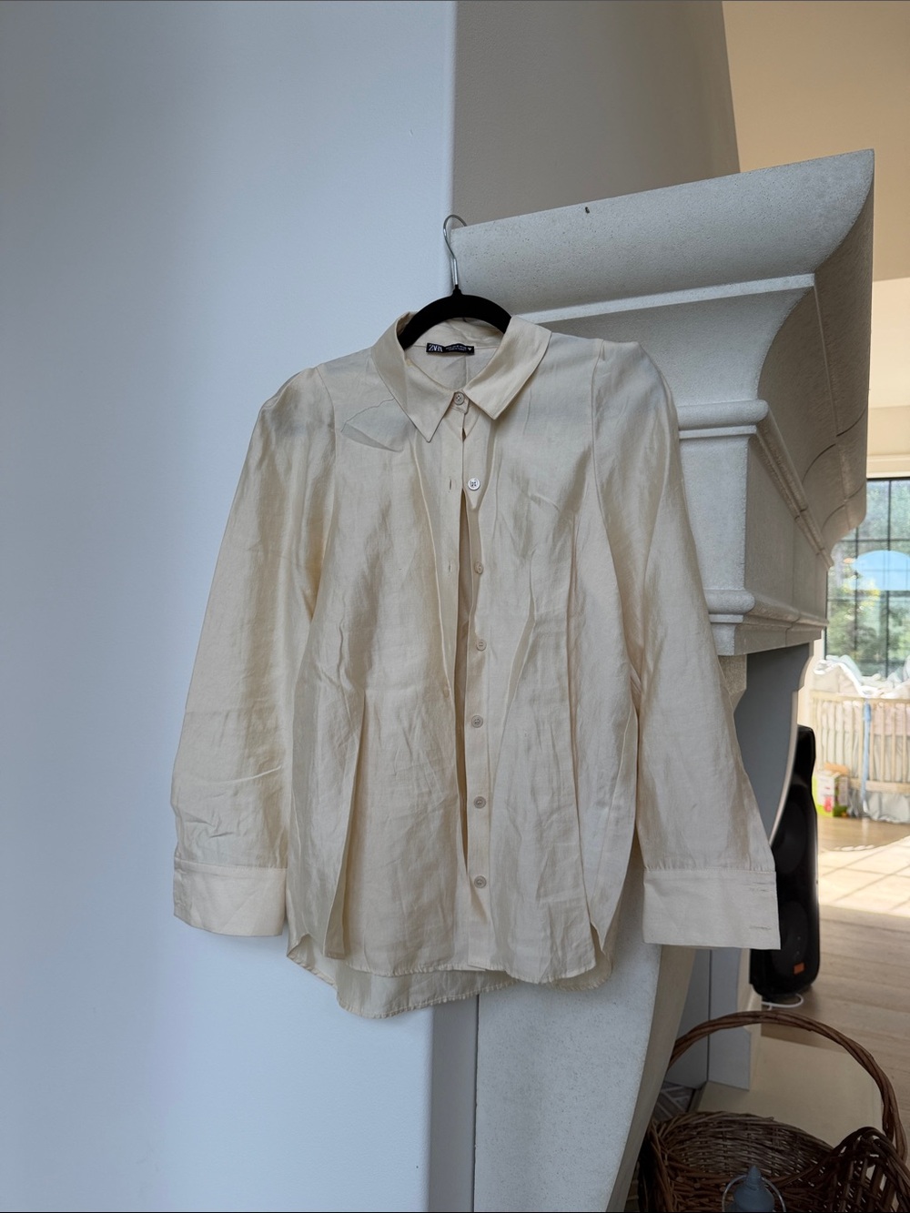 Zara buttercream organza button up